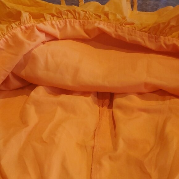 Orange Pleated Tiered Mini Sundress - Picture 7 of 7